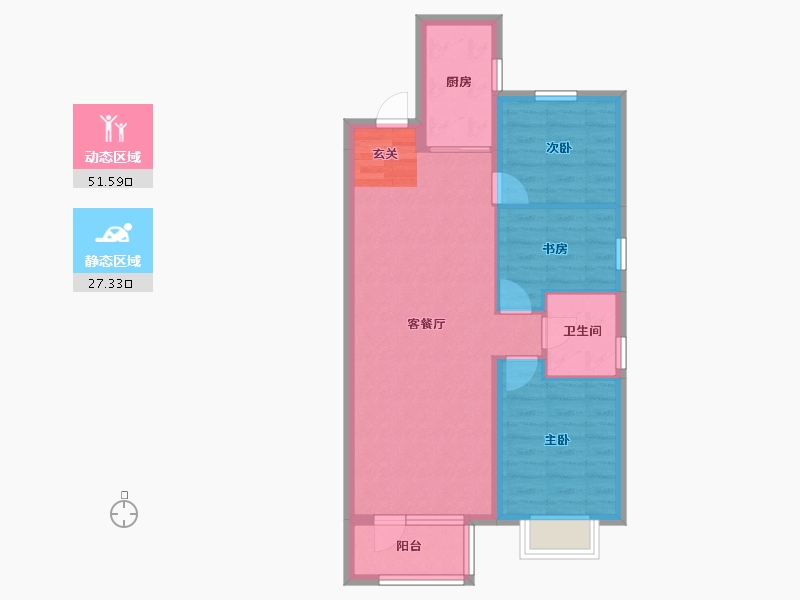 辽宁省-沈阳市-碧桂园银亿大城印象锦园(7-G8，7-G7，7-G6栋)100m²-70.85-户型库-动静分区