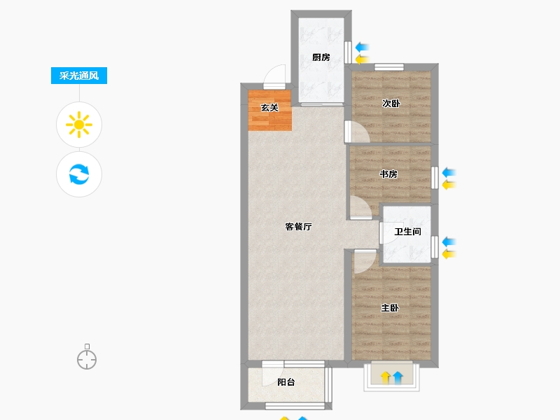 辽宁省-沈阳市-碧桂园银亿大城印象锦园(7-G8，7-G7，7-G6栋)100m²-70.85-户型库-采光通风