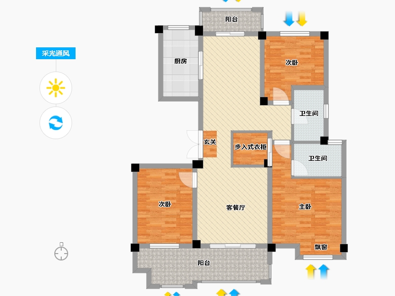 安徽省-六安市-公园华府-113.39-户型库-采光通风