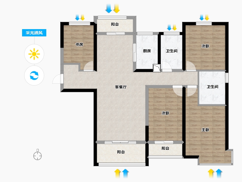 山西省-运城市-晋府壹号-118.03-户型库-采光通风