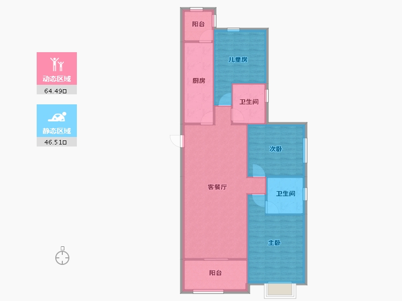 山东省-济南市-恒大滨河左岸-101.44-户型库-动静分区