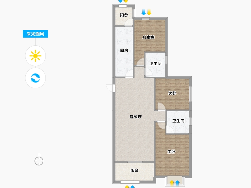 山东省-济南市-恒大滨河左岸-101.44-户型库-采光通风