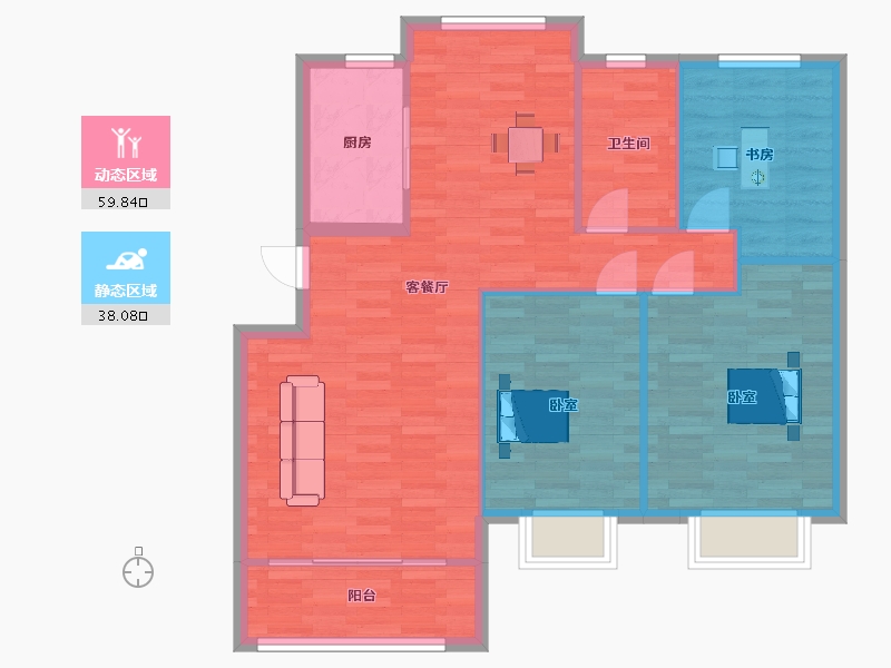 山东省-青岛市-金都馨城112m²-89.60-户型库-动静分区