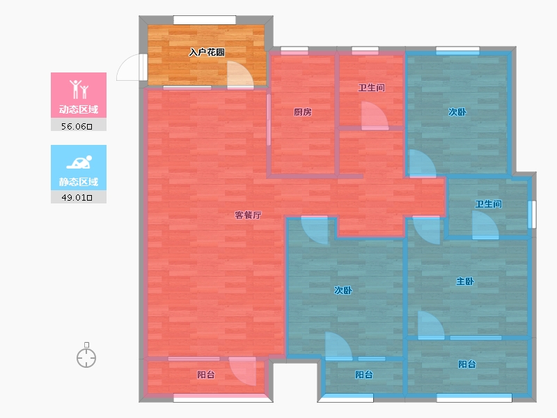 山东省-青岛市-龙湖昱城1，2，3，5，6号楼128㎡-102.01-户型库-动静分区