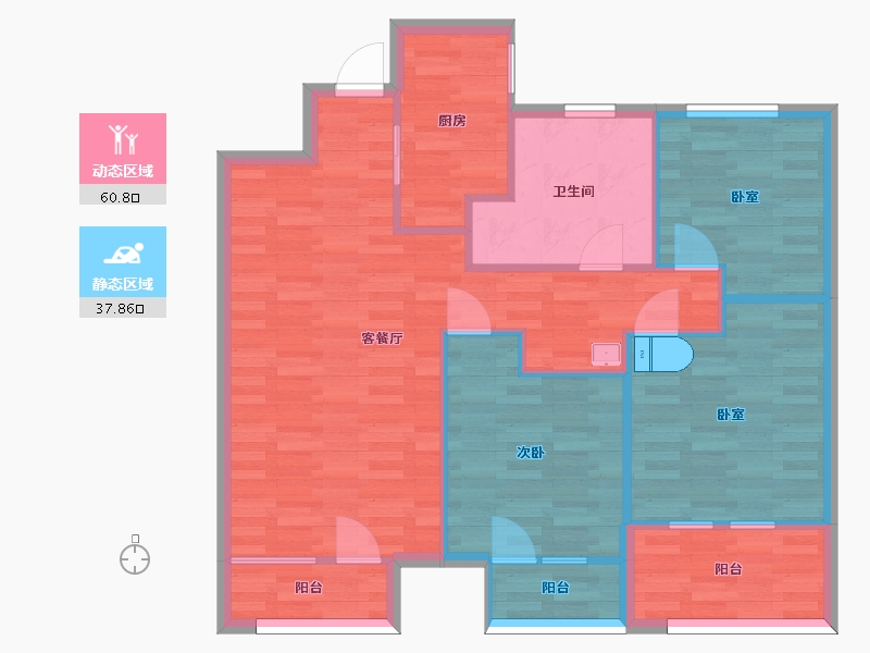 山东省-青岛市-龙湖昱城5，12，133，16，17号楼110㎡-89.48-户型库-动静分区