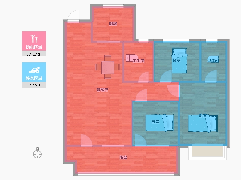 山东省-青岛市-天一仁和悦海大观48号楼,45号楼115m²-92.00-户型库-动静分区