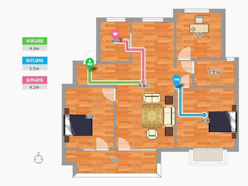 山东省-青岛市-海尔产城创御品华府熙园101m²-80.80-户型库-动静线