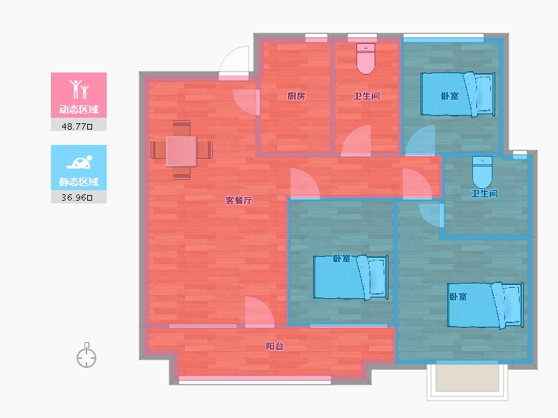 山东省-青岛市-协信天骄云麓8号楼,11号楼97m²-77.59-户型库-动静分区