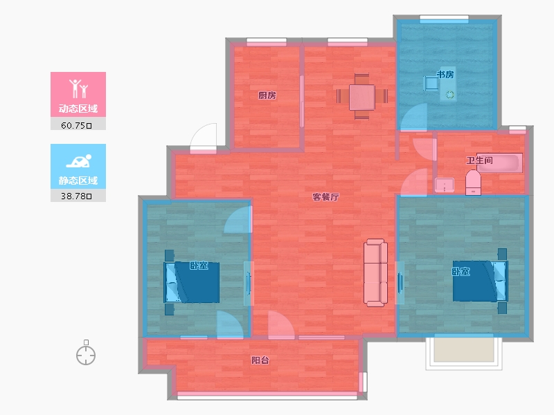 山东省-青岛市-海尔产城创御品华府熙园114m²-91.20-户型库-动静分区