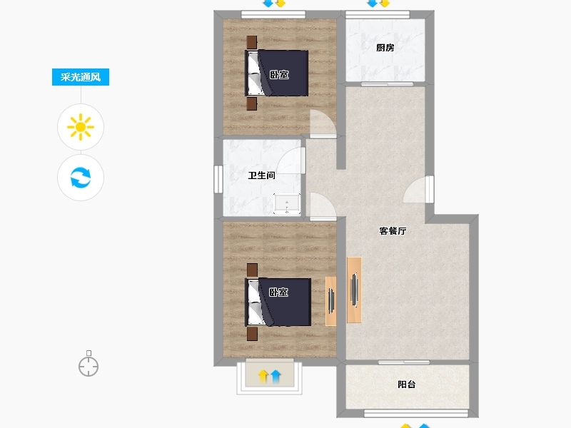 山东省-青岛市-利盛达御景苑87㎡-66.98-户型库-采光通风