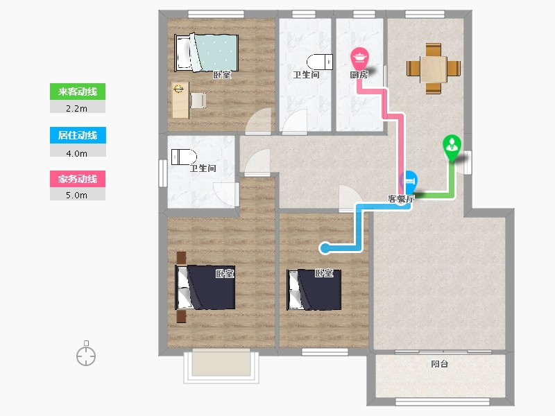 山东省-青岛市-利盛达御景苑117m²-96.55-户型库-动静线