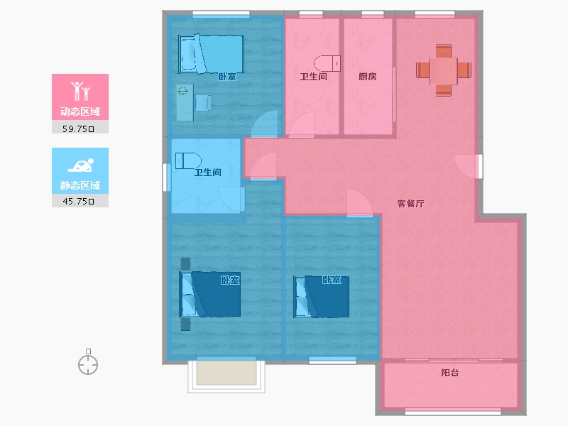 山东省-青岛市-利盛达御景苑117m²-96.55-户型库-动静分区