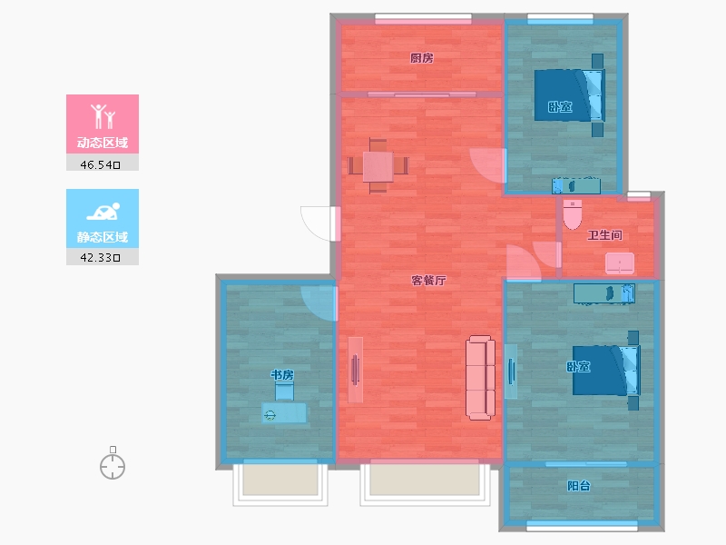 山东省-青岛市-金都馨城102m²-81.59-户型库-动静分区