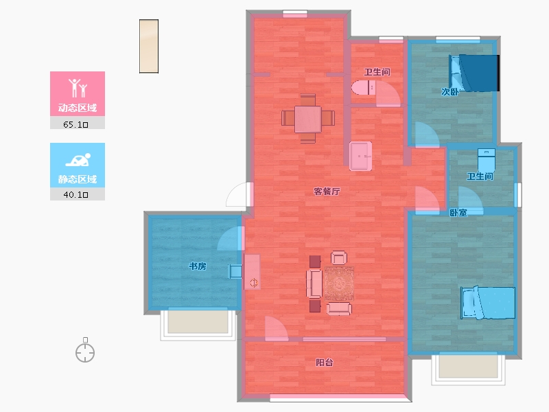 山东省-青岛市-昱苑金岸丽景26，29，32号楼118m²-94.39-户型库-动静分区