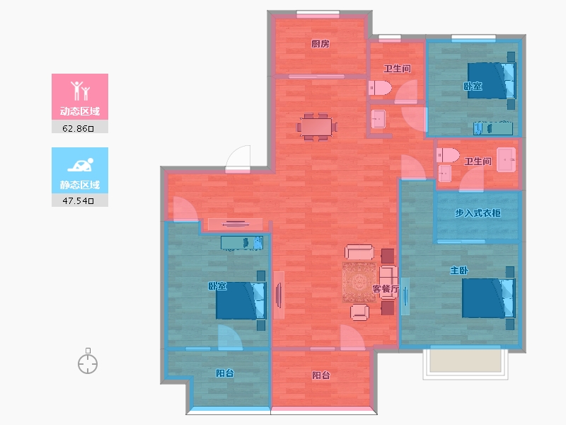 山东省-青岛市-旭辉银盛泰锦悦都126m²-100.69-户型库-动静分区