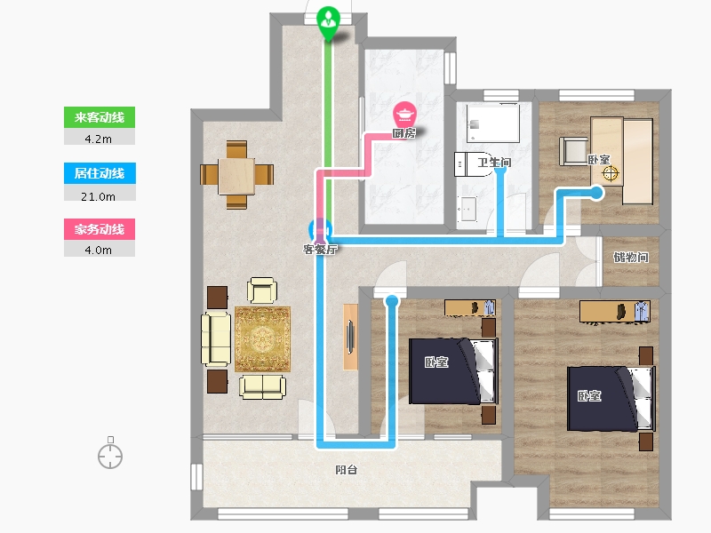 山东省-青岛市-融创时代公馆11号楼110㎡-77.97-户型库-动静线