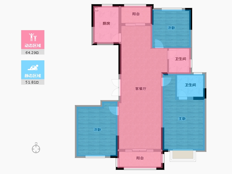 浙江省-湖州市-滨江丽景-104.00-户型库-动静分区