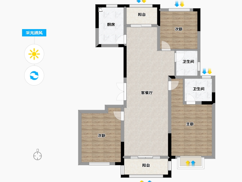 浙江省-湖州市-滨江丽景-104.00-户型库-采光通风