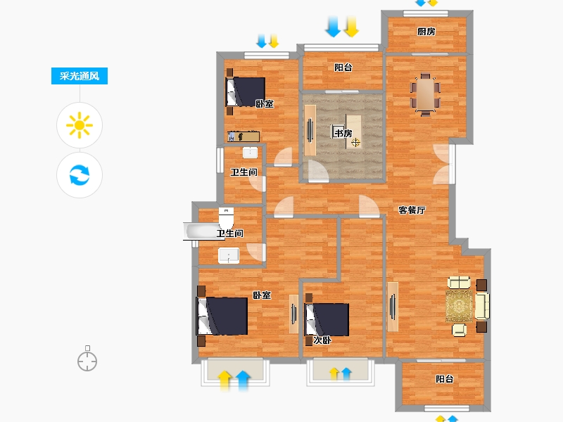 陕西省-西安市-蔷薇公馆19号楼,20号楼147㎡-112.86-户型库-采光通风