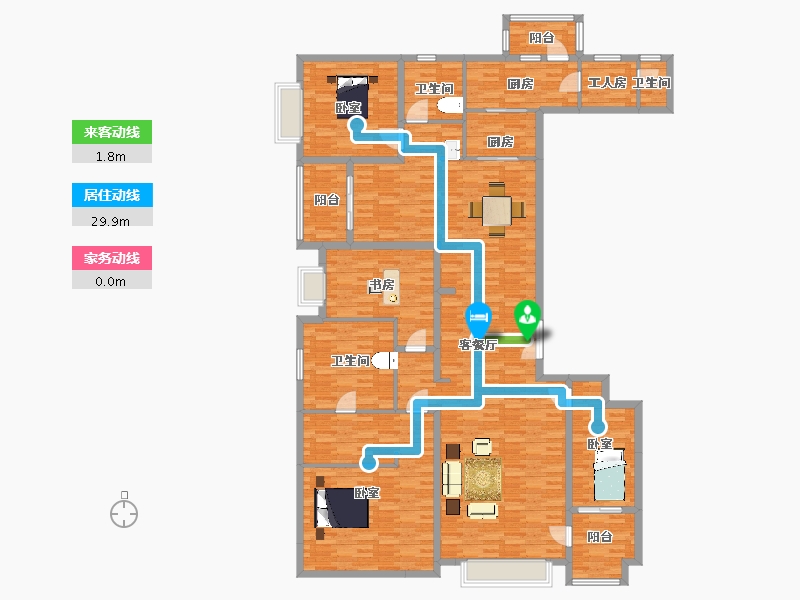 陕西省-西安市-西安恒大悦龙台3号楼255m²-204.00-户型库-动静线