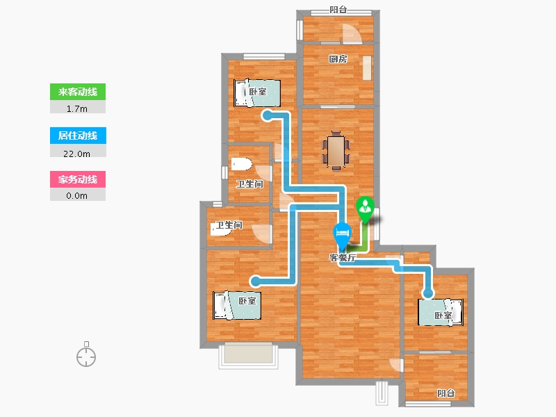 陕西省-西安市-西安恒大悦龙台2号楼155m²-99.68-户型库-动静线