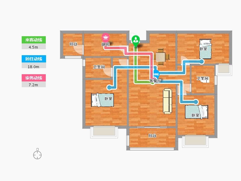 陕西省-西安市-西安恒大悦龙台1号楼128㎡-102.00-户型库-动静线