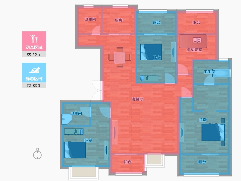 陕西省-西安市-龙记玖玺142㎡-115.73-户型库-动静分区