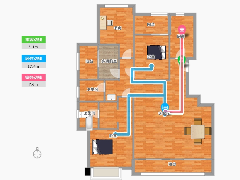 陕西省-西安市-龙记玖玺145㎡-118.87-户型库-动静线