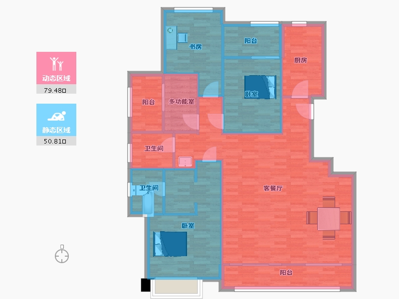 陕西省-西安市-龙记玖玺145㎡-118.87-户型库-动静分区