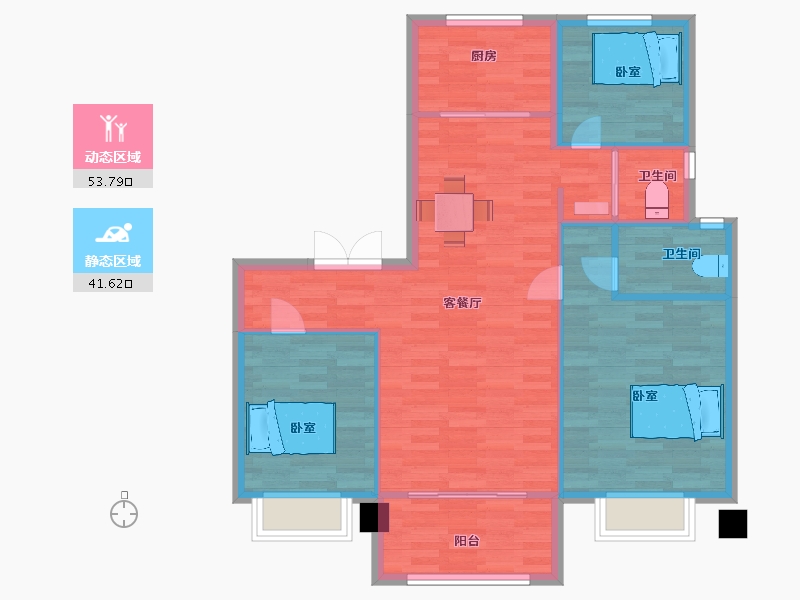 陕西省-西安市-碧桂园珑悦4号楼123㎡-87.00-户型库-动静分区