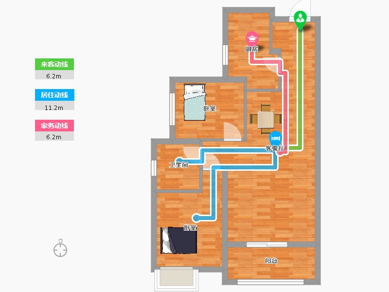 陕西省-西安市-华远辰悦82㎡-65.60-户型库-动静线