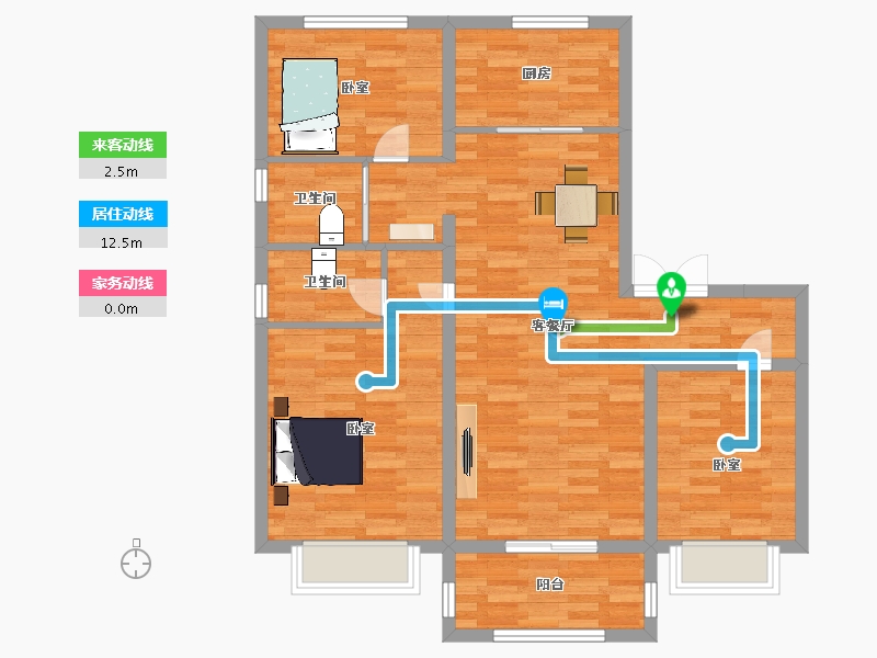 陕西省-西安市-碧桂园珑悦3号楼,1号楼130㎡-91.54-户型库-动静线