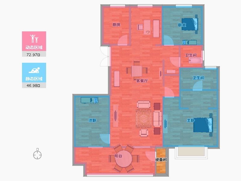 陕西省-西安市-天朗玺悦公馆1号楼140㎡-112.00-户型库-动静分区