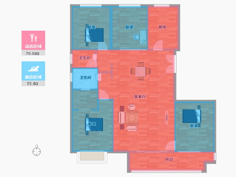 陕西省-西安市-天朗玺悦公馆1号楼145㎡-116.00-户型库-动静分区