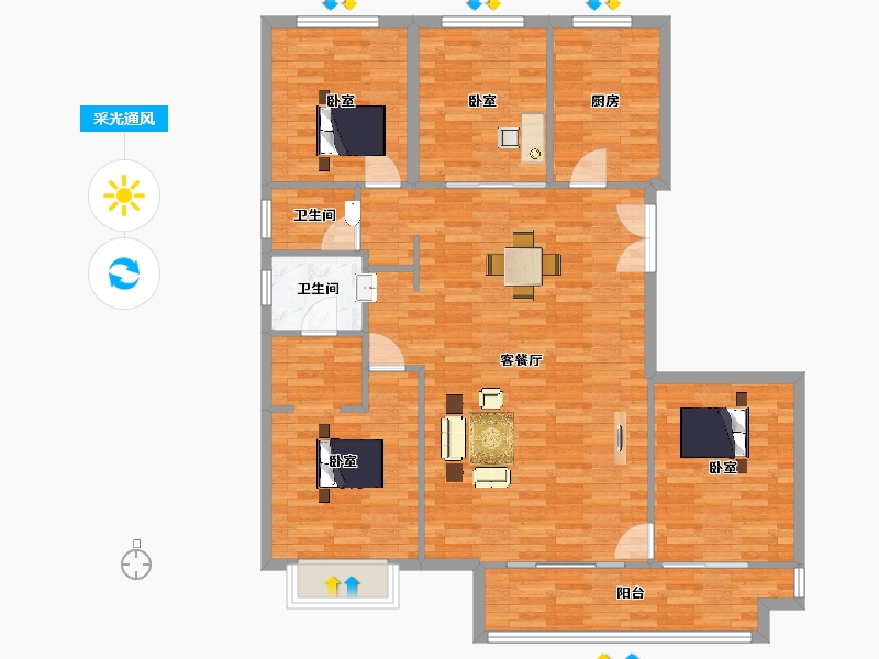 陕西省-西安市-天朗玺悦公馆1号楼145㎡-116.00-户型库-采光通风