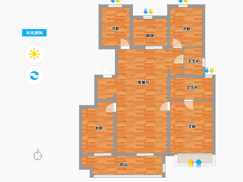 陕西省-西安市-世茂璀璨倾城二期31号楼,二期32号楼143㎡-114.39-户型库-采光通风