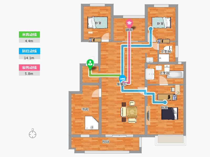 陕西省-西安市-世茂璀璨倾城二期31号楼,二期32号楼143㎡-118.19-户型库-动静线