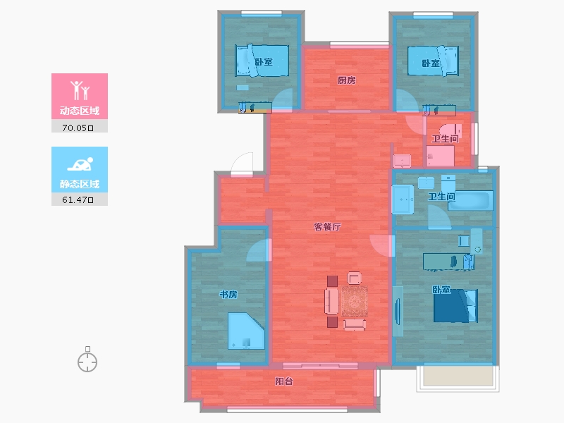 陕西省-西安市-世茂璀璨倾城二期31号楼,二期32号楼143㎡-118.19-户型库-动静分区