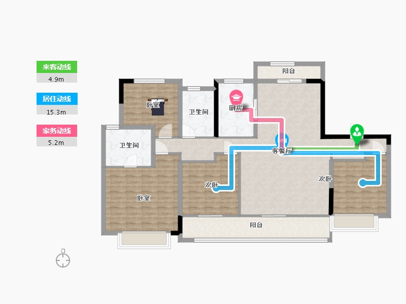 陕西省-西安市-世茂璀璨倾城二期24号楼165㎡-132.00-户型库-动静线