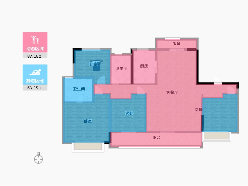 陕西省-西安市-世茂璀璨倾城二期24号楼165㎡-132.00-户型库-动静分区