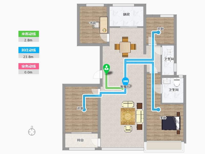 陕西省-西安市-世园大公馆上林艺境5号楼,上林艺境4号楼146.66㎡-109.68-户型库-动静线