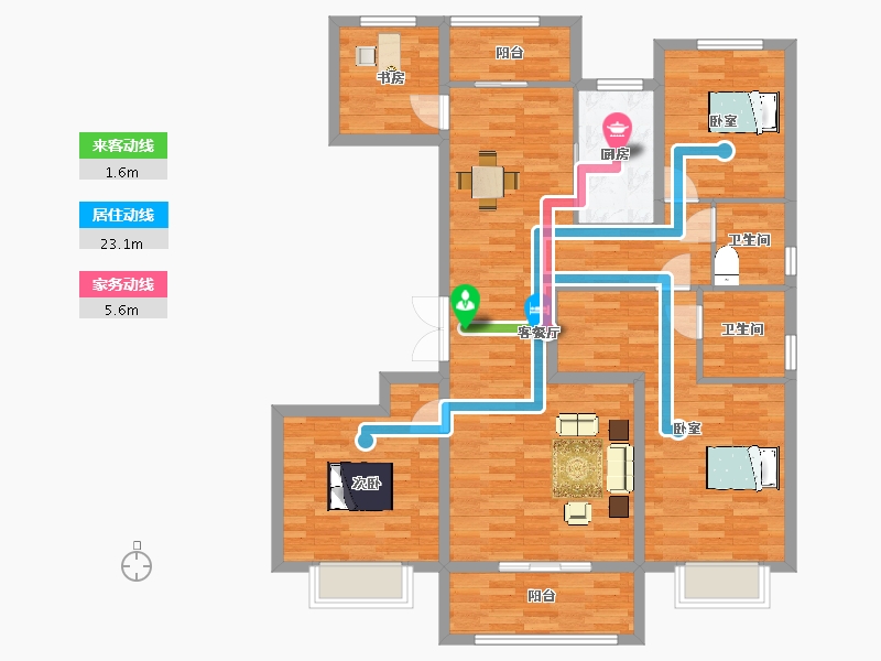 陕西省-西安市-湾流142㎡-113.99-户型库-动静线