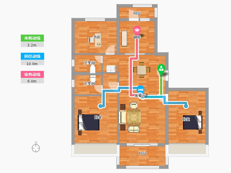 陕西省-西安市-碧桂园阅江府1号楼115㎡-92.00-户型库-动静线