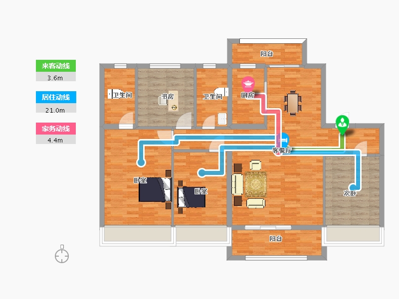 陕西省-西安市-碧桂园阅江府2号楼140㎡-112.00-户型库-动静线