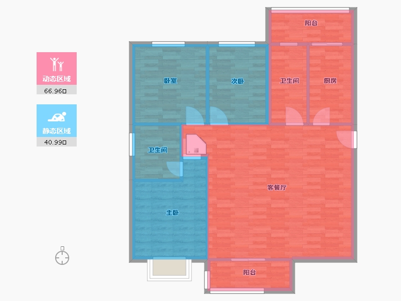 陕西省-西安市-灞业大境127㎡-98.77-户型库-动静分区