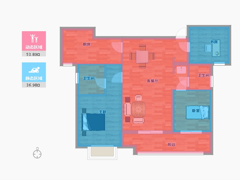 陕西省-西安市-清凉云晖4号楼115㎡-81.36-户型库-动静分区