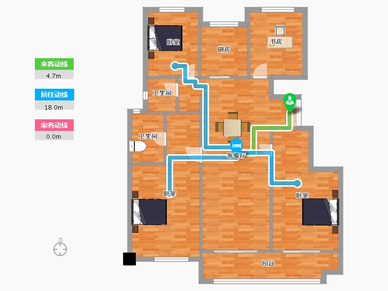 陕西省-西安市-合悦华府北区10,4号楼,143㎡-114.24-户型库-动静线