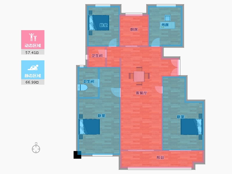 陕西省-西安市-合悦华府北区10,4号楼,143㎡-114.24-户型库-动静分区