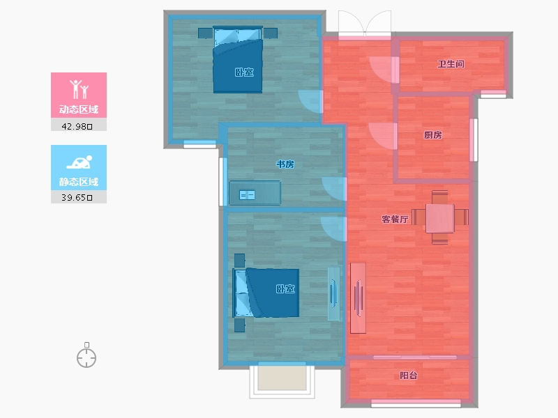 陕西省-西安市-金泰经开花城94m²-75.20-户型库-动静分区