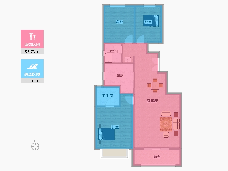 陕西省-西安市-合悦华府北区6,7,8号楼114㎡-86.43-户型库-动静分区